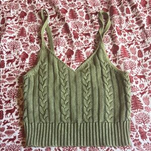 American Eagle Outfitters Olive Green Cable Knit Women's Top size XS